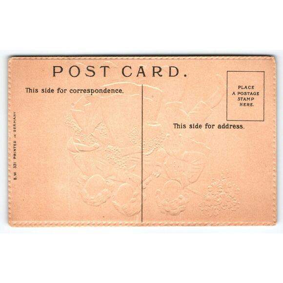 New Year Postcard Irish Children Shamrocks Clovers Flowers BW Series 311 Germany - Picture 2 of 2